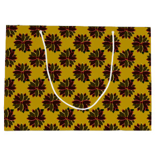 Metal Poinsettia Flowers-10-Red-Gold-GIFT BAG L