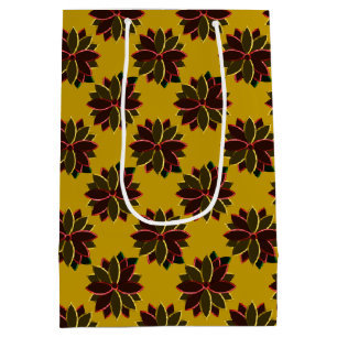 Metal Poinsettia Flowers-10-Red-Gold-GIFT BAG M