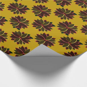 Metal Poinsettia Flowers 10, Red-Gold-GIFT WRAP Wrapping Paper