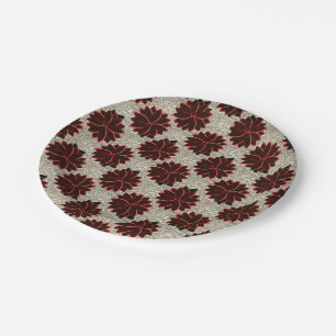 Metal Poinsettia Flowers-13-RED-SILVER-PAPER PLATE