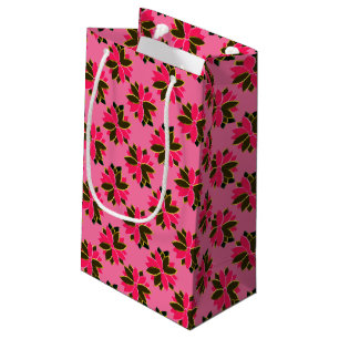 Metal Poinsettia Flowers-17-Pink-Gold-GIFT BAG S