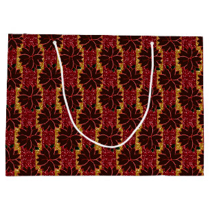 Metal Poinsettia Flowers-19-Red-Gold-GIFT BAG L