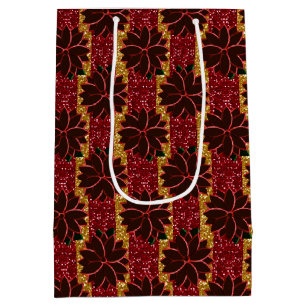 Metal Poinsettia Flowers-19-Red-Gold-GIFT BAG M