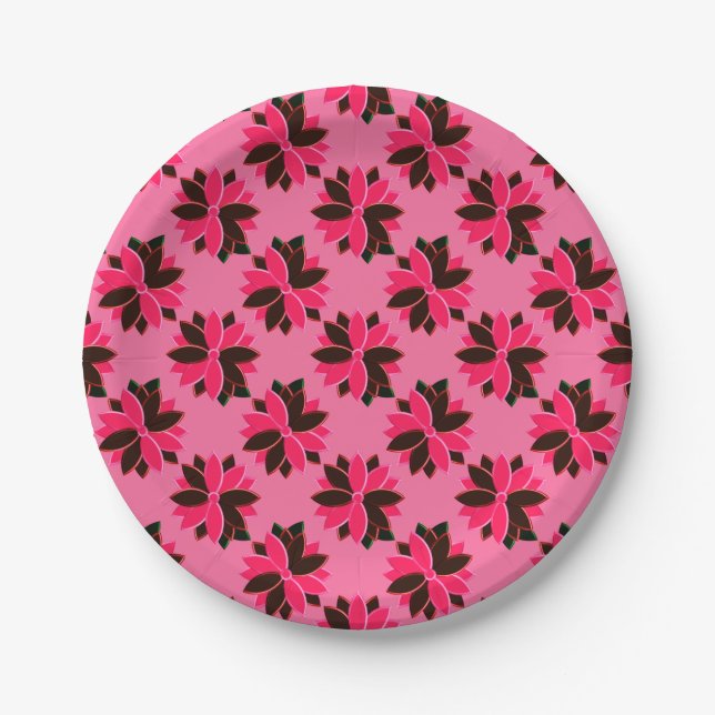 Metal Poinsettia Flowers-9-PINK-RED-PAPER PLATES (Front)