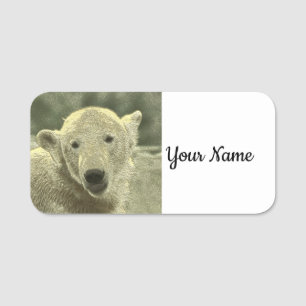 metal polar bear name tag