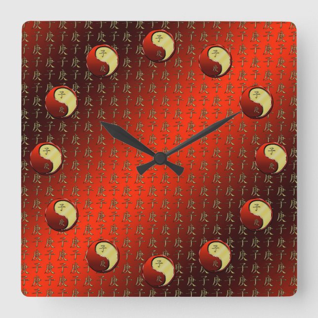 Metal Rat Square Wall Clock (Front)