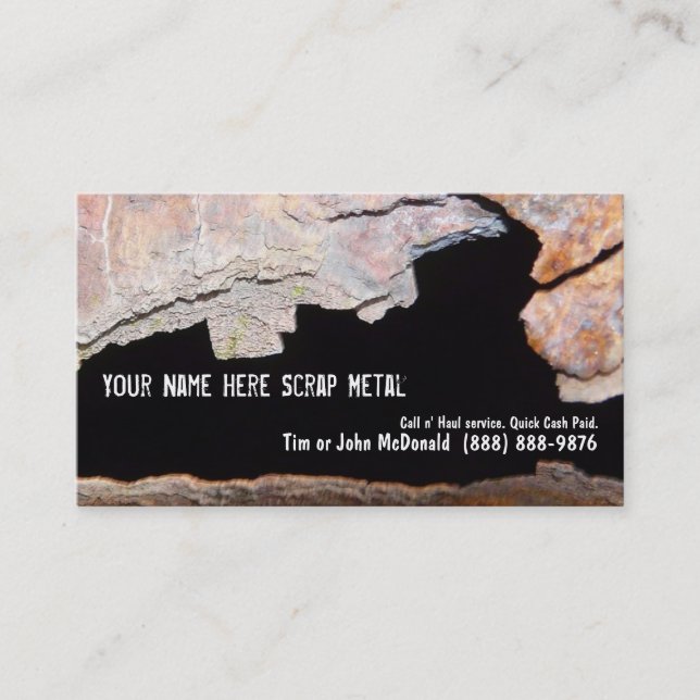 Metal Recycler Scrap - Rusted Pipe Business Card (Front)