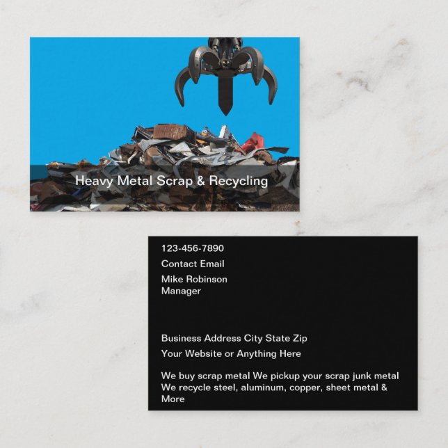 Metal Recycling And Junk Yard Business Cards (Front/Back)