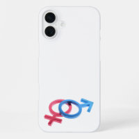 Metal red female and blue male gender symbols