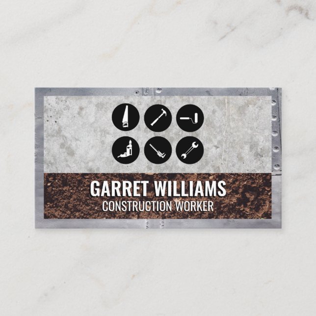 Metal Rivets | Concrete | Dirt Business Card (Front)
