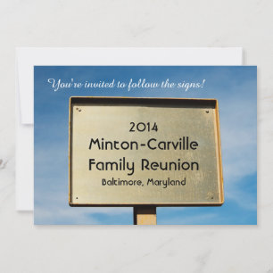 Metal Road Sign Reunion Party Invitation