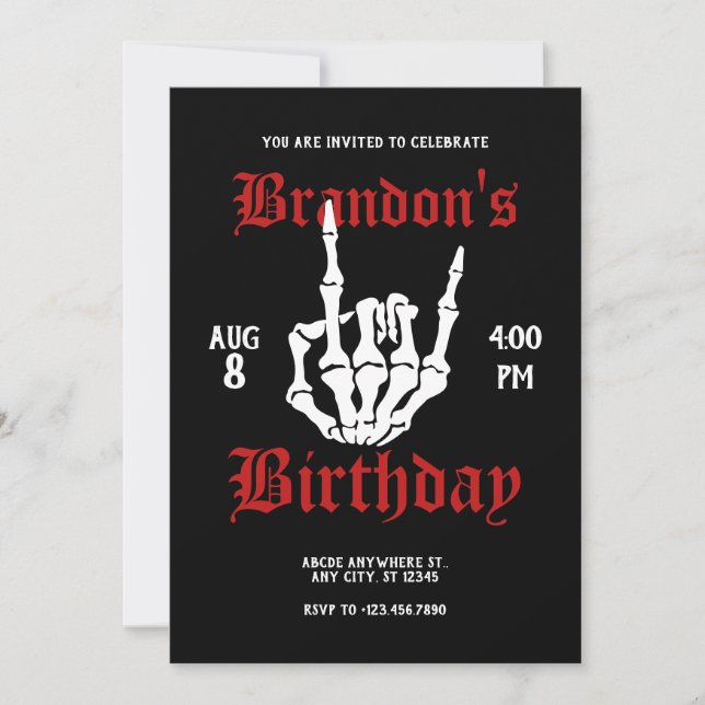 Metal Rock Birthday Invitation (Front)