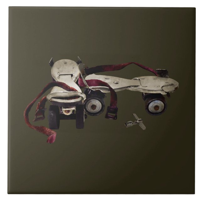 Metal Roller Skates With Key Ceramic Tile (Front)