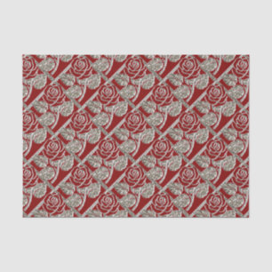 Metal Roses-03-Red-Silver-Tissue Wrap Paper