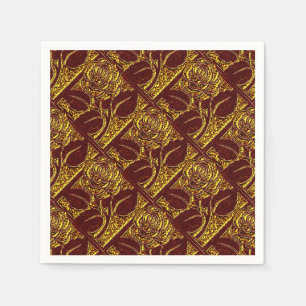 Metal Roses-20-Red Gold-Paper Cocktail Napkins