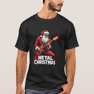Metal Santa Claus Christmas Rock Roll Xmas Guitar  T-Shirt