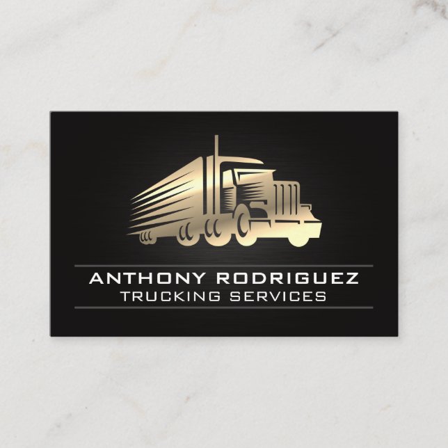Metal Semi Truck | Driver | Logistics Deliveries  Business Card (Front)
