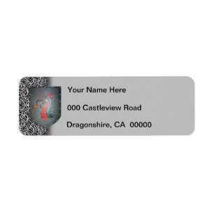 Metal Shield Dragon Chainmail Grey Left Return Address Label