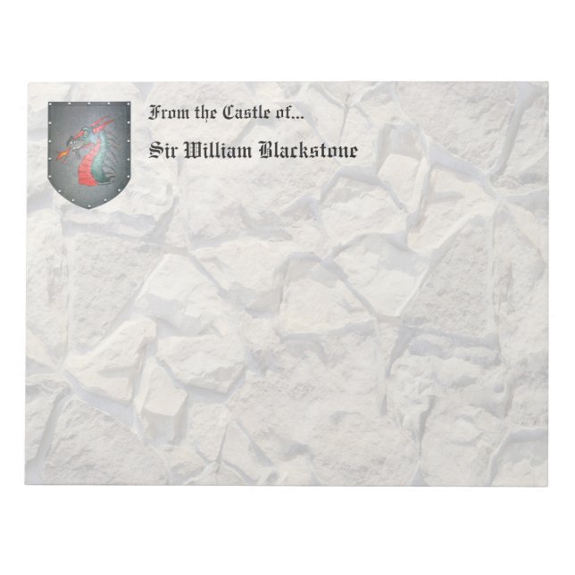 Metal Shield Dragon Stone Look Notepad (Front)