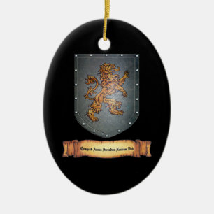 Metal Shield Lion Latin Black Ceramic Ornament