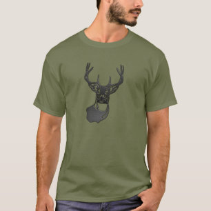 Metal Silhouette - White Tail Buck Deer T-Shirt