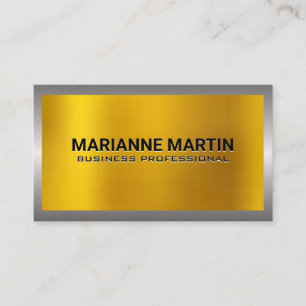 Metal Silver Border   Gold Shine Background Business Card