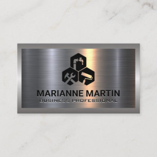 Metal Silver Brushed   Home Repair Service Business Card