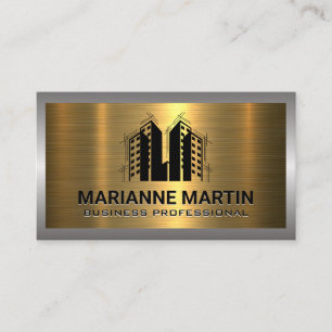 Metal Silver Gold Brushed   Real Estate Properties Business Card