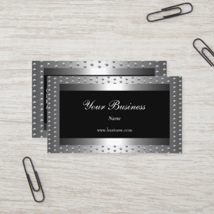 Metal Silver studs Black Elegant Classy Business Card