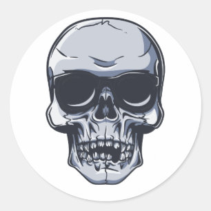 metal skull skull classic round sticker