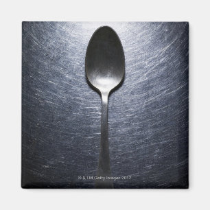 Metal spoon on stainless steel magnet