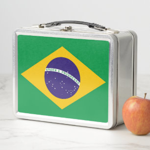 Metal Stainless Lunchbox with Brazil flag