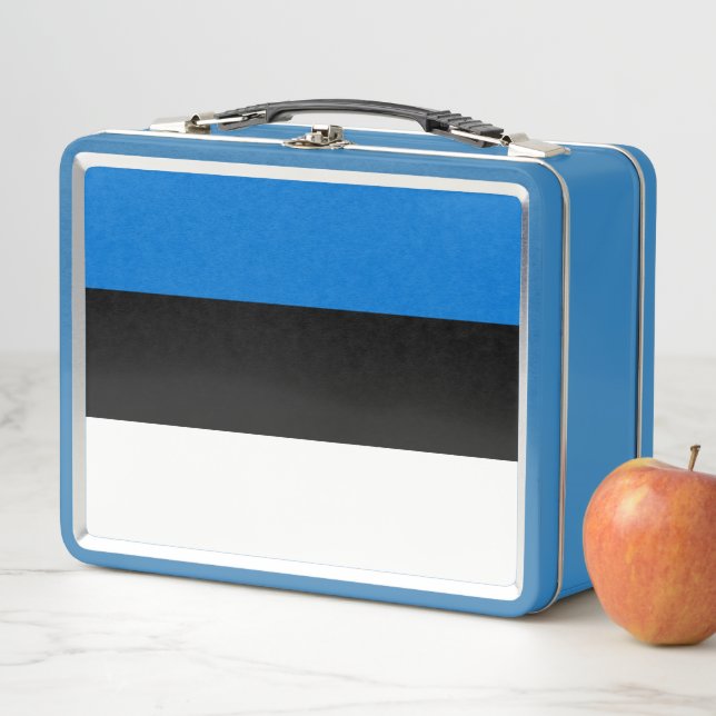 Metal Stainless Lunchbox with flag of Estonia (In Situ)
