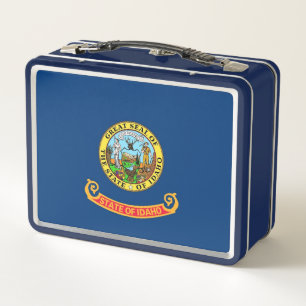 Metal Stainless Lunchbox with flag of Idaho