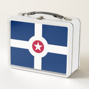 Metal Stainless Lunchbox with flag of Indianapolis