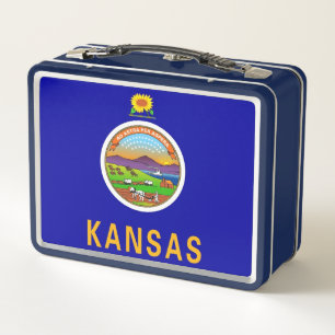 Metal Stainless Lunchbox with flag of Kansas