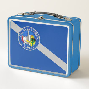 Metal Stainless Lunchbox with flag of Las Vegas