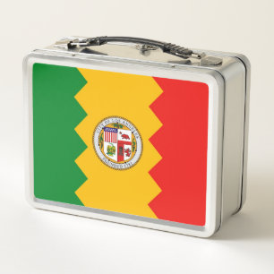 Metal Stainless Lunchbox with flag of Los Angeles