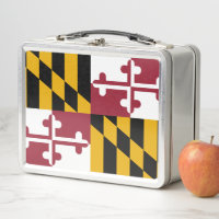 Metal Stainless Lunchbox with flag of Maryland