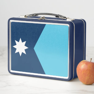 Metal Stainless Lunchbox with flag of Minnesota