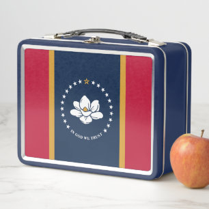 Metal Stainless Lunchbox with flag of Mississippi