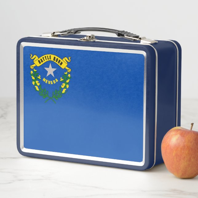 Metal Stainless Lunchbox with flag of Nevada (In Situ)