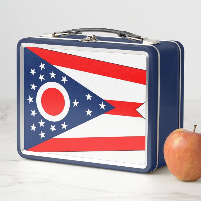 Metal Stainless Lunchbox with flag of Ohio (In Situ)