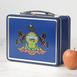 Metal Stainless Lunchbox with flag of Pennsylvania