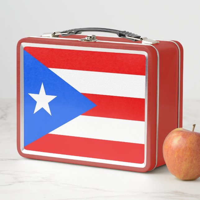 Metal Stainless Lunchbox with flag of Puerto Rico (In Situ)