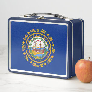 Metal Stainless Lunchbox with New Hampshire flag
