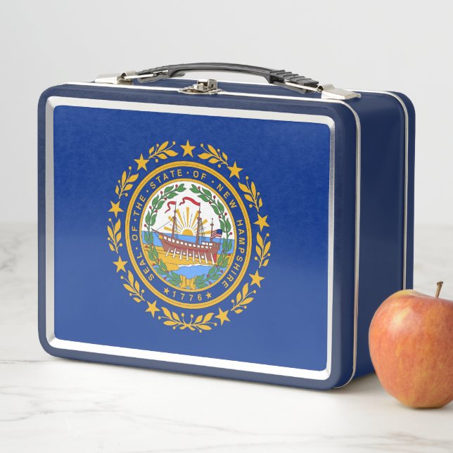 Metal Stainless Lunchbox with New Hampshire flag (In Situ)