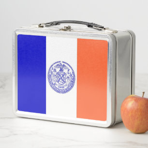 Metal Stainless Lunchbox with New York City flag