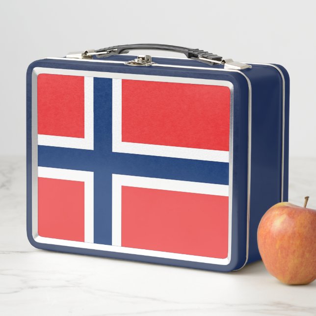 Metal Stainless Lunchbox with Norway flag (In Situ)