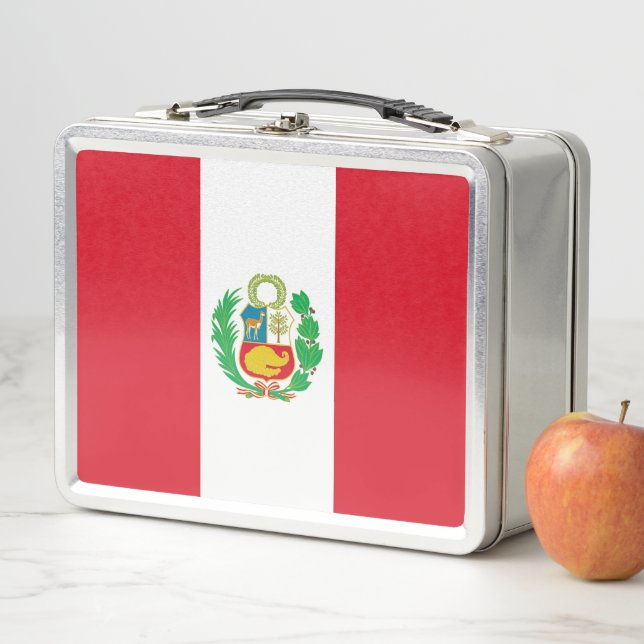 Metal Stainless Lunchbox with Peru flag (In Situ)